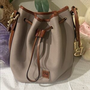 Dooney & Bourke Tan and Brown Leather Shoulder Bag
